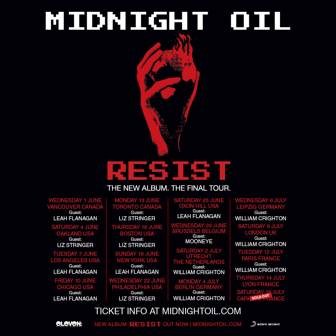 Midnight Oil Announce Guests for dates in North America + Europe on